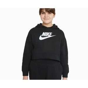Large Kids Nike Sportswear Club Fleece Crop Pullover Hoodie DC7210 010 - NoTags